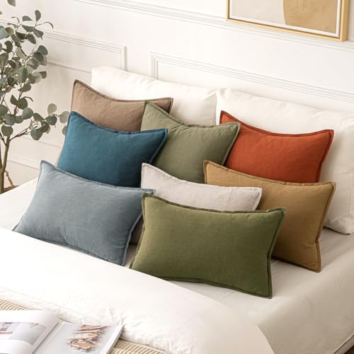 MIULEE Decorative Linen Pillow Covers 18x18 Inch Burnt Orange - Image 4