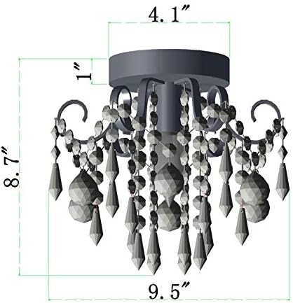 Q&S Small Crystal Ceiling Light Fixture Flush Mount, Bedroom Hallway Closet - Image 2