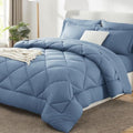 CozyLux California King Comforter Set 104"x96", 7 Piece, Dusty Blue by CozyLux