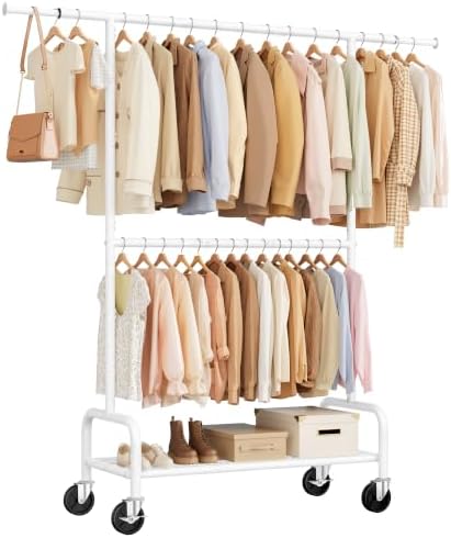 Clothes Rack Heavy Duty, 550 LBS Rolling Clothing Rack by ZHKINGGS