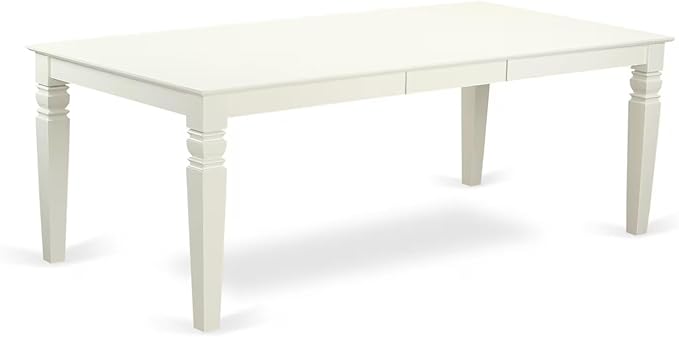 East West Furniture LGFR5-LWH-18 5 Piece Dining Table Set Includes a Rectangle Kitchen Table with Butterfly Leaf and 4 Brown Linen Linen Fabric Upholstered Chairs, 42x84 Inch, Linen White
