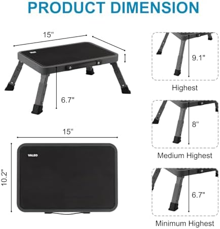 Valeo Folding Step Stool, Adjustable Step Stool - Image 3