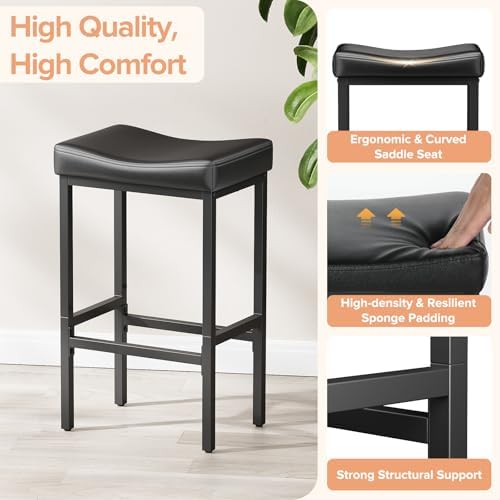 Compact 24 Inch Counter Height Bar Stools Set of 2 - Image 3