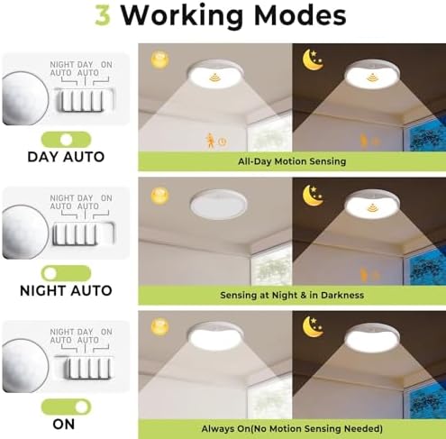 4 Pack Motion Sensor Ceiling Light Wired, 3000K/4000K/6500K LED Flush Mount - Image 3