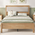 Full Bed Frame with Upholstered Headboard, Wooden Platform Bed by OYUMOENTS