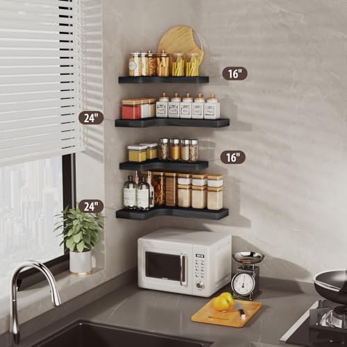 Corner Floating Shelves 24 Inch Wall Mount Shelf Solid Wood - Image 7