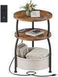 Round Side Table with Charging Station, USB Type C Port by designyourhome