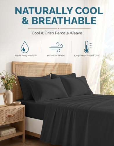 Casa Platino Sheets Full – 6 Piece Crisp Percale Weave Full Cooling Sheets - Image 4