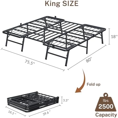 VIPSHOW 18 Inch King Metal Folding Bed Frame, Tool-Free Assembly Platform - Image 3
