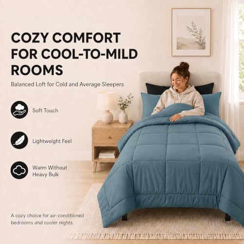 CozyLux Twin XL Comforter Set Mineral Blue - Image 4