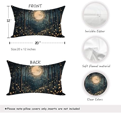 Rustic William Morris Inspired Gold Moon Pillow Covers 20x12, Vintage Black and - Image 2