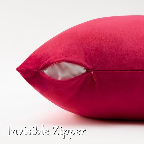 GIGIZAZA Red Velvet Pillow Covers 20x20 Decorative Pillows Pack of 2 - Image 4