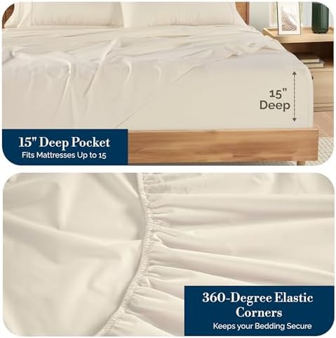Casa Platino Full Bed Sheets – Breathable 6 Piece Percale Cooling Full Sheets - Image 3