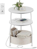 Round Side Table with Charging Station, USB Type C Port by designyourhome