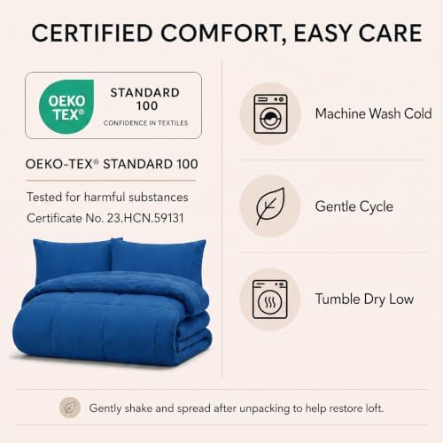CozyLux Twin XL Comforter Set Classic Blue - Image 6