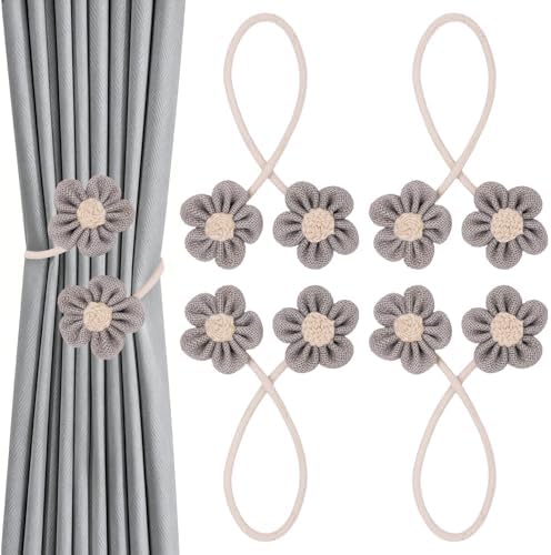 4 Pack Flower Curtain Tiebacks, Rope Curtain Tiebacks Boho Style, Simple by GDFYMIImproveLifeHappyLife
