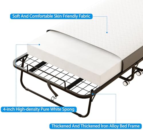 Folding Bed with Mattress, Compact Folded Bed - Image 6