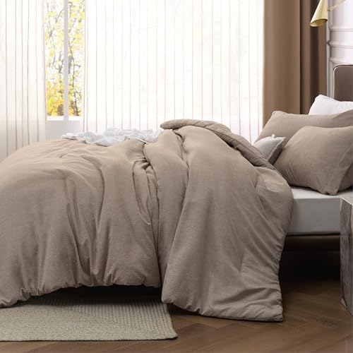 Bedsure Khaki Cal King Comforter Set, Soft Cationic Dyed Bedding Set 3 Pcs - Image 5