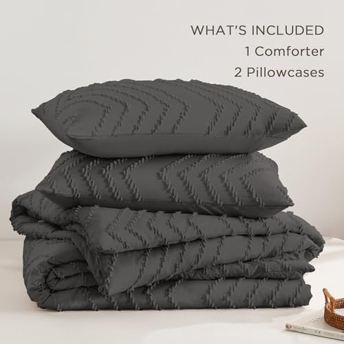 Andency Dark Grey Comforter Set Full Size, 3 Pieces Soft Bedding Set - Image 6