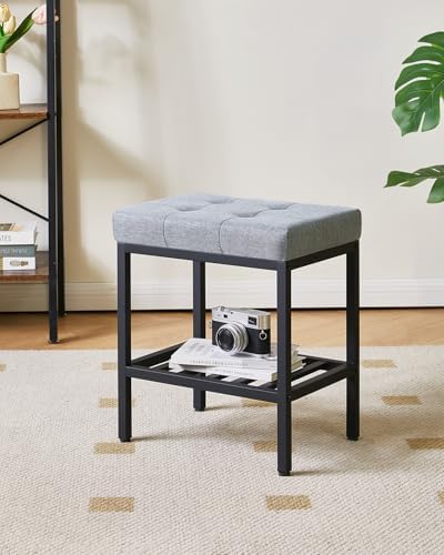 IBUYKE Rectangular Makeup Stool, Linen Seat Vanity Chair - Image 2