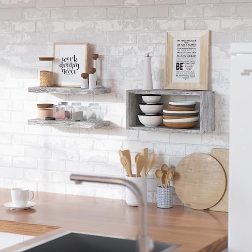RICHER HOUSE 3-Set Rustic White Floating Shelf, Bathroom Shelf Over Toilet - Image 6