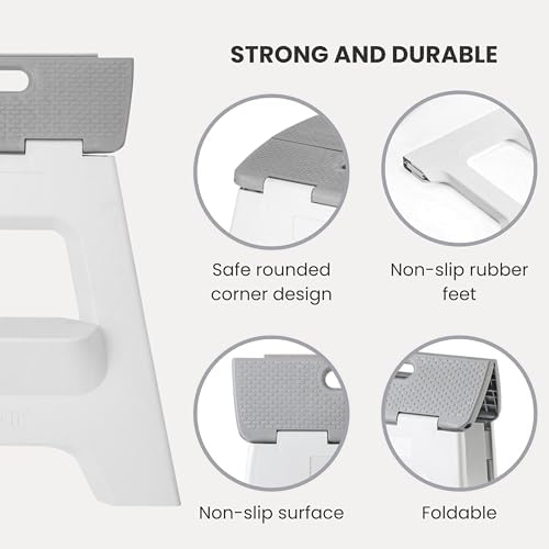 Vigar Compact Folding Step Stool, 16 Inch 2 Step Foldable - Image 5