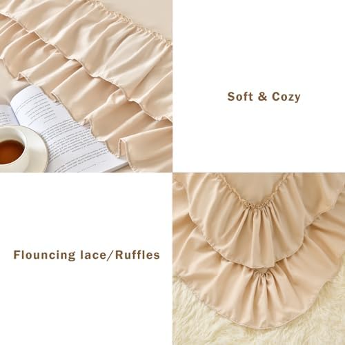 Cupocupa Beige Full Comforter Set, Soft Shabby Chic Lightweight Fluffy - Image 5