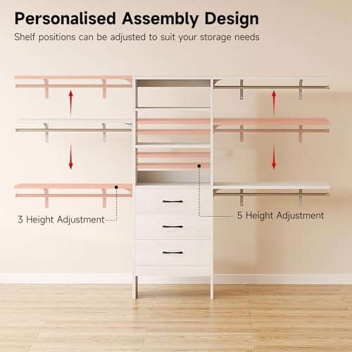 8FT Closet System, Wall Mount Bedroom Wardrobe - Image 6
