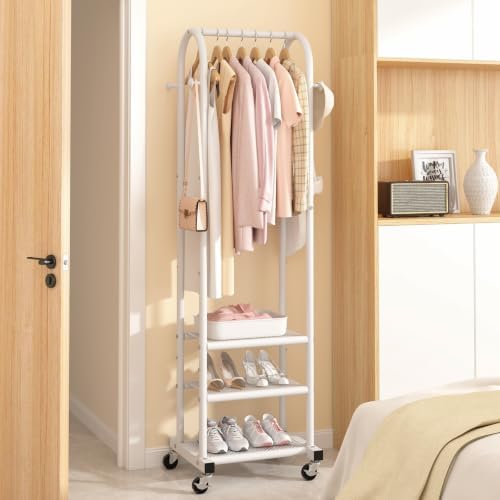 Portable Clothes Rack with Wheels, Space Saving Metal Clothing Rack - Image 2
