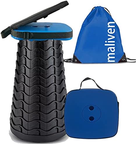 Collapsible Camping Stool with Seat Cushion & Nylon Bag, Square Portable by Maliven