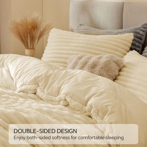 BEDELITE Fleece Oversized Queen Comforter Set, Fluffy Bed Set - Image 4