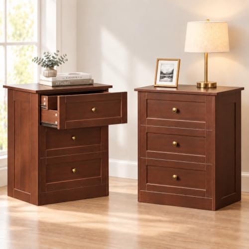 wanan Dresser for Bedroom Set of 2, Walnut Modern 19'' Wide Wood Chest of by Wanan