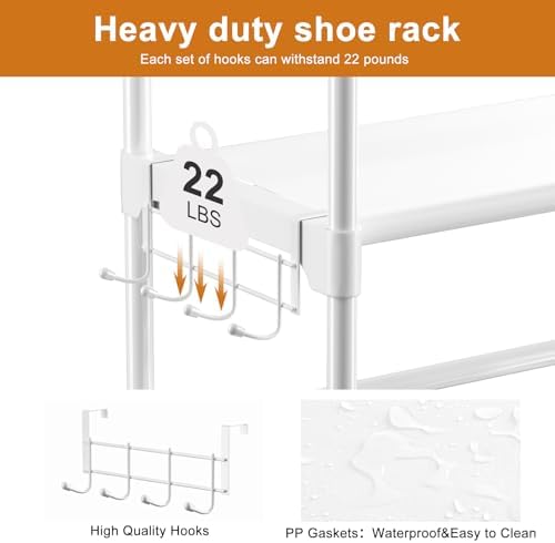 WOWLIVE 9 Tier 2-Column Shoe Rack, 30-35 Pairs Stackable White - Image 6