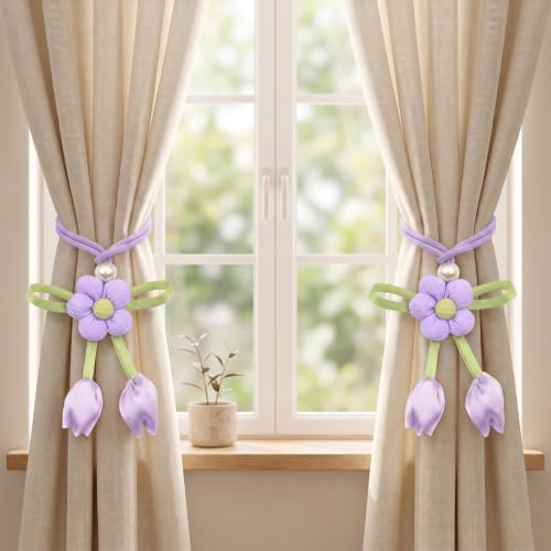 Floral Curtain Tiebacks, 4 Pack Adjustable Curtain Holdbacks - Image 4