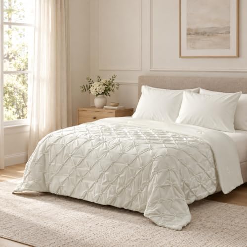 Amélie Home Pintuck Comforter for Hot Sleepers, Pearl White by Am%C3%A9lieHome