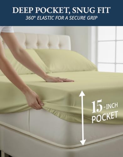 LANE LINEN King Sheets Deep Pocket 100% Egyptian Cotton Sateen - Image 6