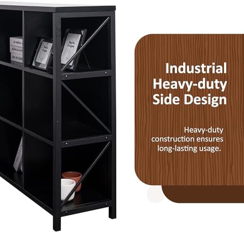 12 Cube Storage Organizer Bookshelf, Industrial Horizontal Bookcase, Accent - Image 5