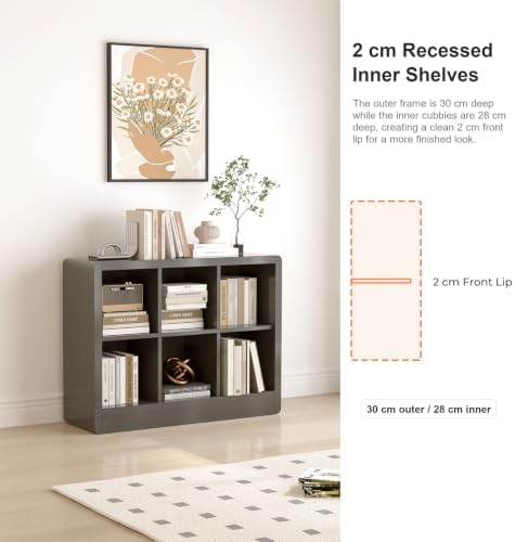 Low Cube Bookcase, 6-Cube Storage Organizer Shelf - Image 5