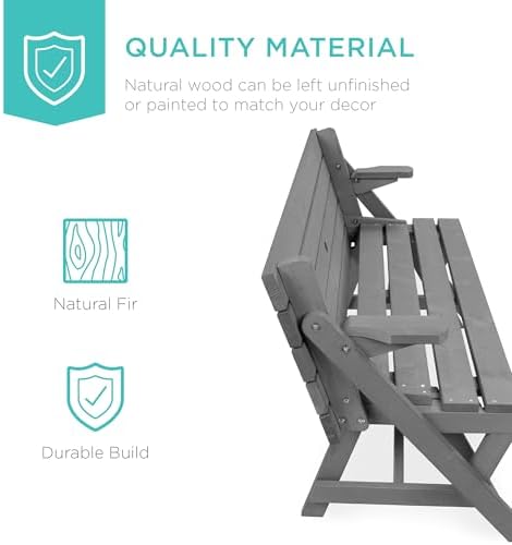 Best Choice Products 2-in-1 Transforming Interchangeable Outdoor Wooden Picnic - Image 3