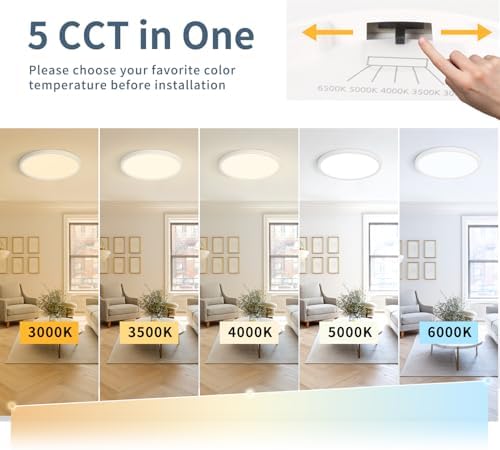 11.4 Inch LED Flush Mount Ceiling Light, 24W Dimmable & 5CCT 3000K-6500K - Image 2