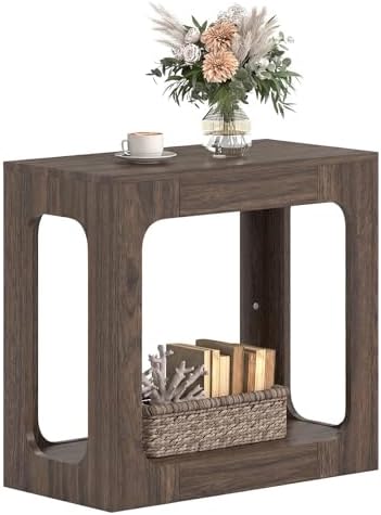 GIANTEX Narrow End Table, 2-Tier Farmhouse Side Table by Giantex