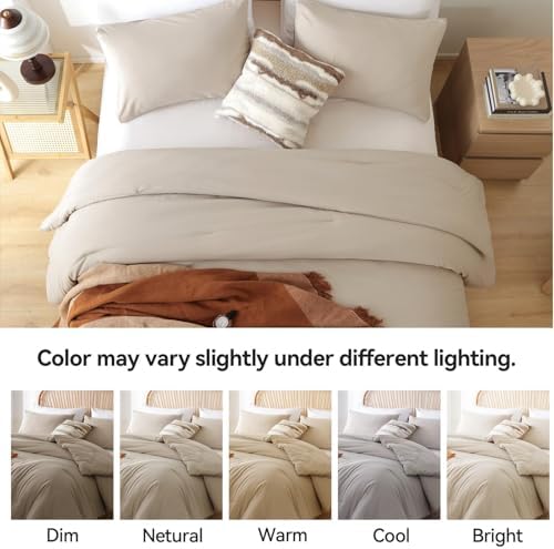 ROSGONIA Alaskan King Comforter, Light Khaki, 136x120 Soft Bedding Quilt - Image 3