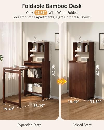 Bamboo Folding Desk for Small Spaces, Foldable Desk - Image 2