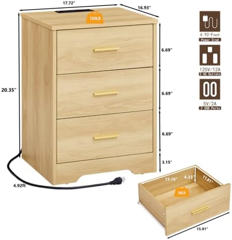 Natural Oak Dresser for Bedroom, 3 Drawer Dresser - Image 2