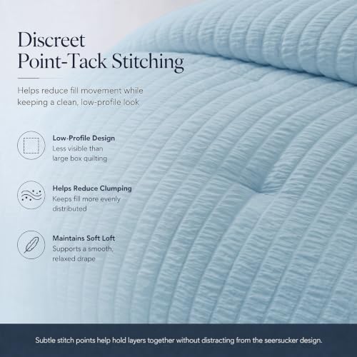 CozyLux King Size Comforter Set 7 Pieces Light Blue Seersucker Bed in a Bag - Image 4