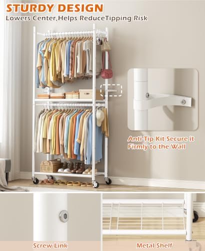 HOMIDEC Clothes Rack, 79.7" Double-Tier Clothing Rack - Image 5