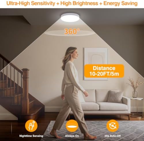 Rechargeable Motion Sensor Ceiling Light, Battery Operated Closet Light - Image 2