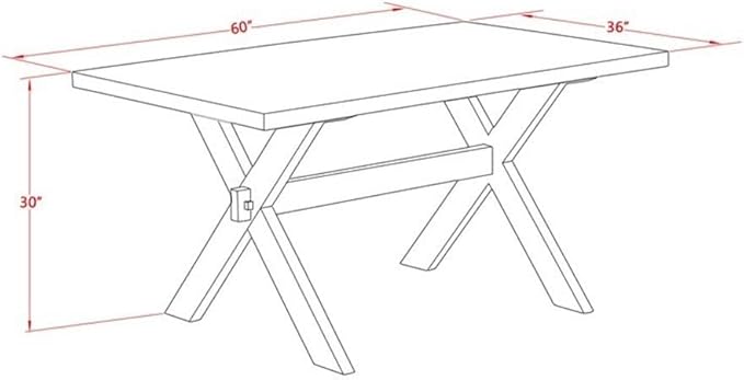 East West Furniture X676DR124-6 6 Piece Kitchen Table Set Contains a Rectangle Dining Table with X-Legs and 4 Black Color Linen Fabric Parson Chairs with a Bench, 36x60 Inch, Multi-Color