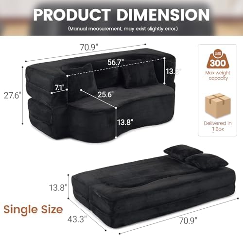 71” Convertible Sofa Bed, Single Size Sleeper Couch - Image 2