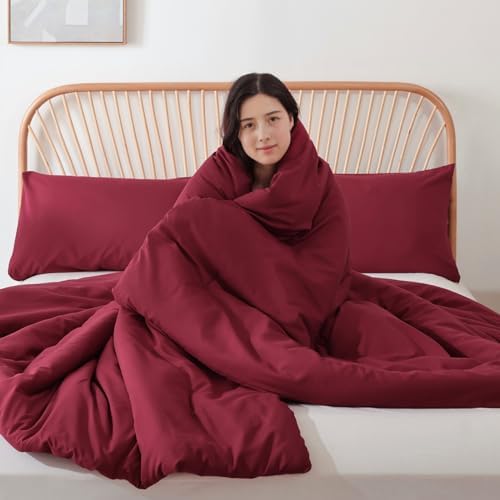 ROSGONIA Oversized King Comforter, Dark Red, 120x98 Soft Bedding Quilt - Image 4